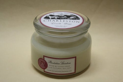 Hand made soy candle called Plantation Garden has a cotton smell 