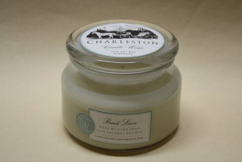 8oz beach linen soy candle that smells like spring. 
