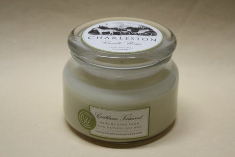 8oz Caribbean teakwood candle made with natural soy wax. 