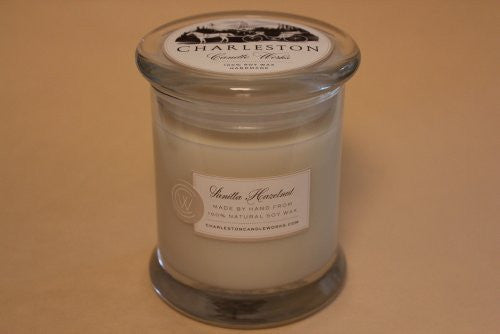 Vanilla hazelnut candle handmade with natural soy wax. 