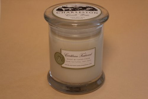 12oz caribbean teakwood soy candle. 