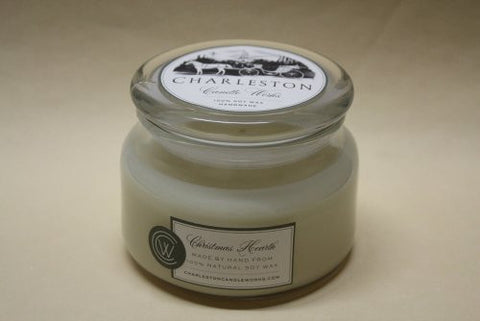Soy candle 8oz Christmas Hearth which is a classic for the Christmas holiday. 